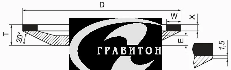 12А2-20  125*16*32*6*2  AC6  D107 100 B D25 Круг шлифовальный из синтетического алмаза
