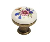 Ручка-кнопка К8005, античная бронза, керамика WT/F16